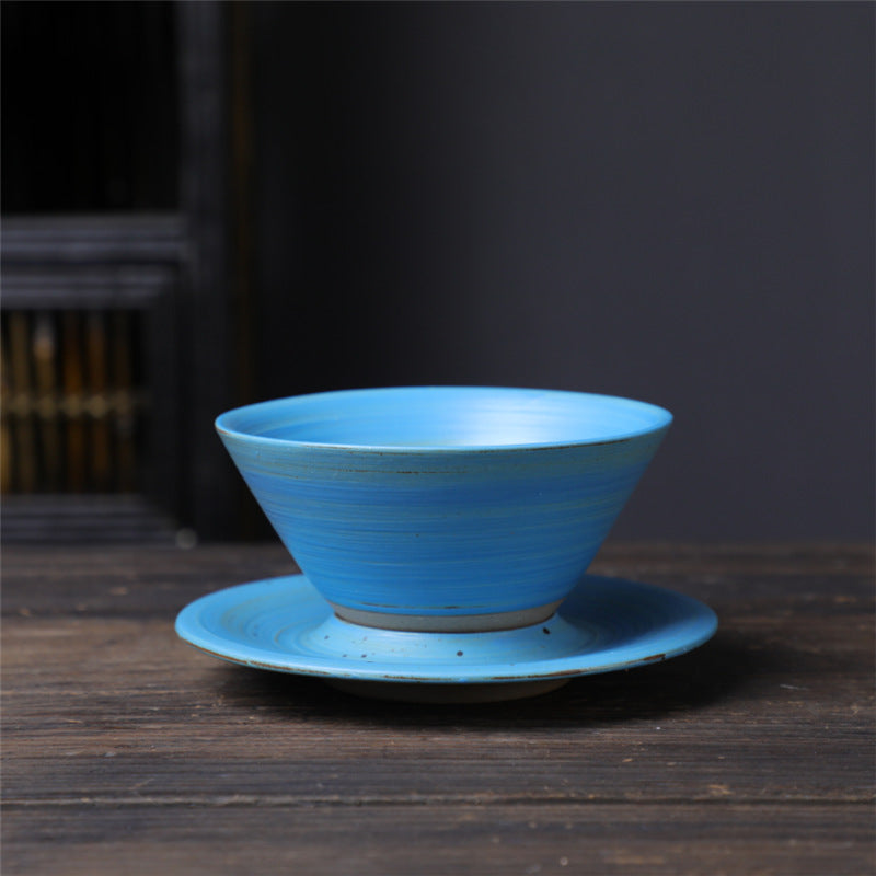 Buddha Stones Planet Design Ceramic Coffee Mug Rough Pottery Tea Coffee Cup With Saucer - Blue 10.3cm*10.3cm*6.3cm*180ml - image 5