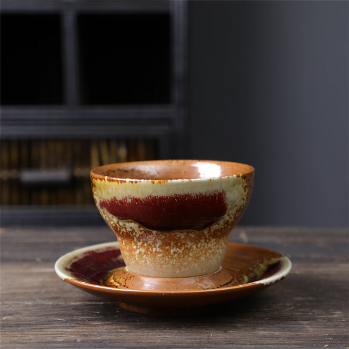 Buddha Stones Planet Design Ceramic Coffee Mug Rough Pottery Tea Coffee Cup With Saucer - Brown Beige 11.7cm*11.7cm*6.7cm*120ml - image 28
