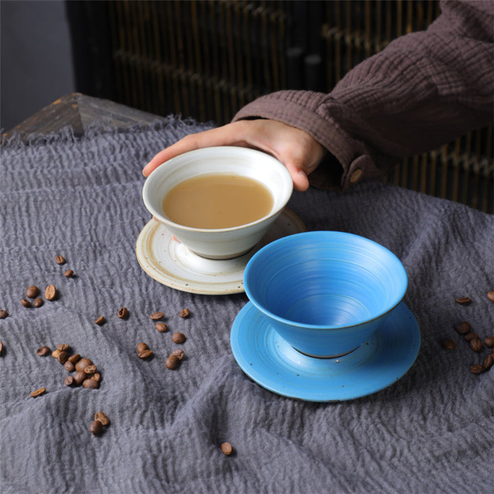Buddha Stones Planet Design Ceramic Coffee Mug Rough Pottery Tea Coffee Cup With Saucer - image 7