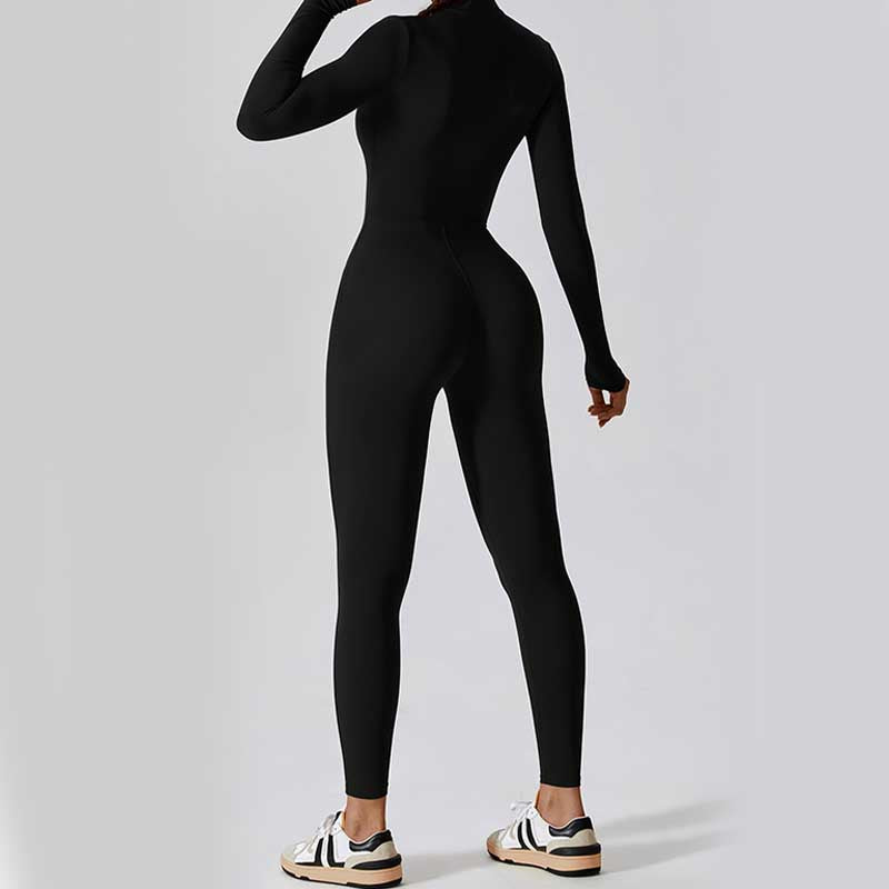 Buddha Stones Women Zipper Long Sleeve Shapewear Jumpsuit Sports Fitness Yoga Bodysuit - image 16