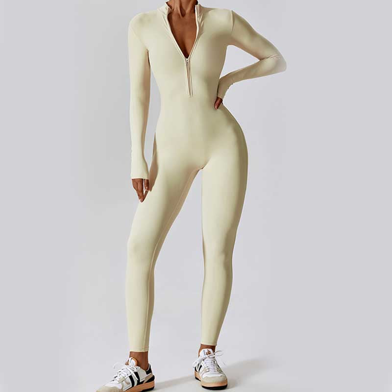 Buddha Stones Women Zipper Long Sleeve Shapewear Jumpsuit Sports Fitness Yoga Bodysuit - image 30
