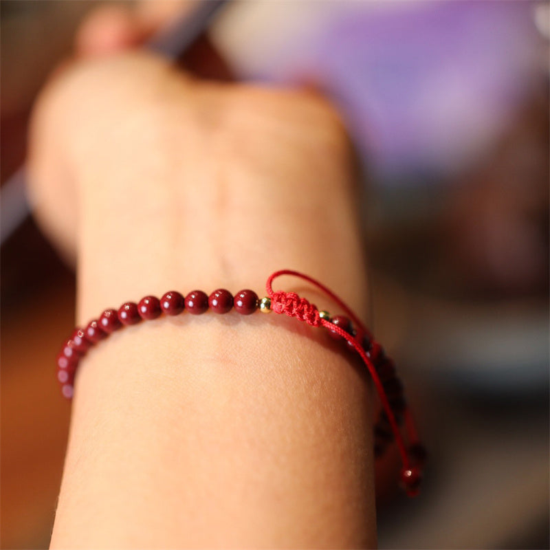 Buddha Stones Natural Cinnabar Blessing Red String Braided Bracelet Anklet - image 3