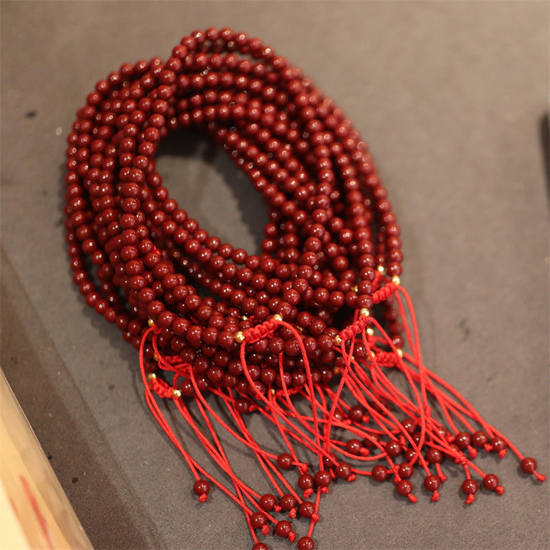 Buddha Stones Natural Cinnabar Blessing Red String Braided Bracelet Anklet - image 6