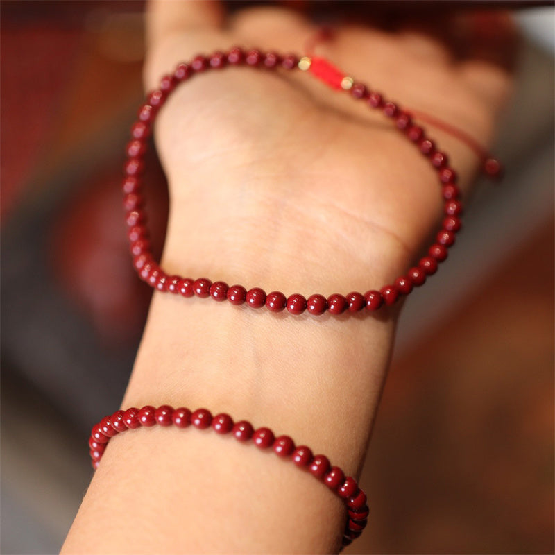 Buddha Stones Natural Cinnabar Blessing Red String Braided Bracelet Anklet - image 1