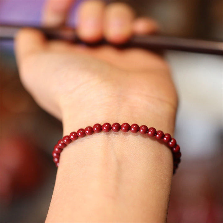 Buddha Stones Natural Cinnabar Blessing Red String Braided Bracelet Anklet - image 2