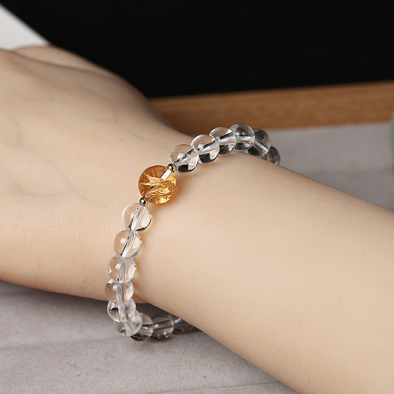 Buddha Stones Natural Black Obsidian White Crystal Black Onyx Dragon Strength Bracelet - image 11