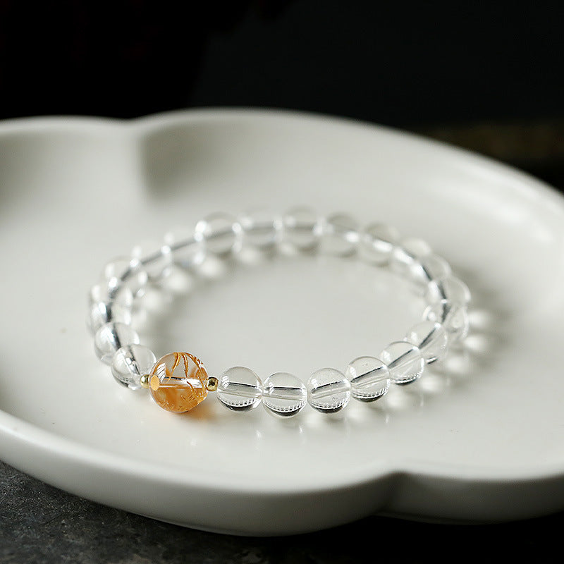 Buddha Stones Natural Black Obsidian White Crystal Black Onyx Dragon Strength Bracelet - image 9