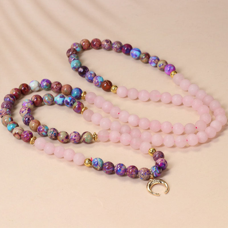 Buddha Stones 108 Beads Miano Real Pink Crystal Mala Healing Bracelet - image 3