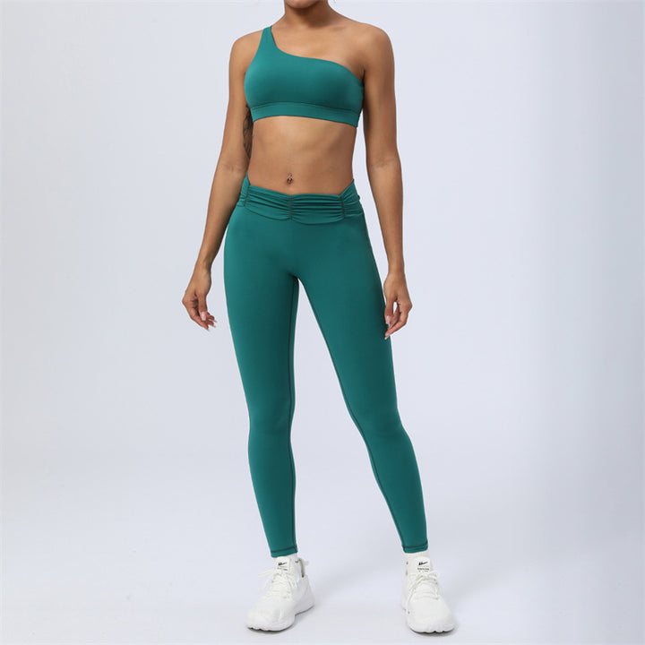 Buddha Stones 2Pcs Backless Asymmetrical Design Top Bra Shorts Leggings Pants Fitness Yoga Outfit Set - Green - 2Pcs(Top&Pants) - US12，UK/AU16，EU44 (2XL) - image 4