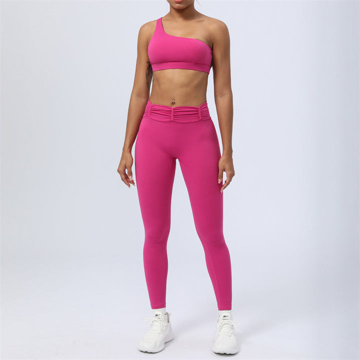 Buddha Stones 2Pcs Backless Asymmetrical Design Top Bra Shorts Leggings Pants Fitness Yoga Outfit Set - Rose Red - 2Pcs(Top&Pants) - US12，UK/AU16，EU44 (2XL) - image 22