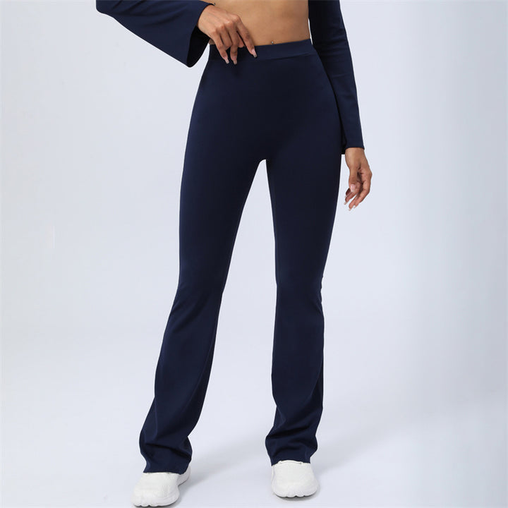 Buddha Stones Long Sleeve Backless Strap Top Bra Flare Pants Fitness Yoga Outfit - Dark Blue - Pants - US8-10，UK/AU12-14，EU40-42 (XL)  - image 28