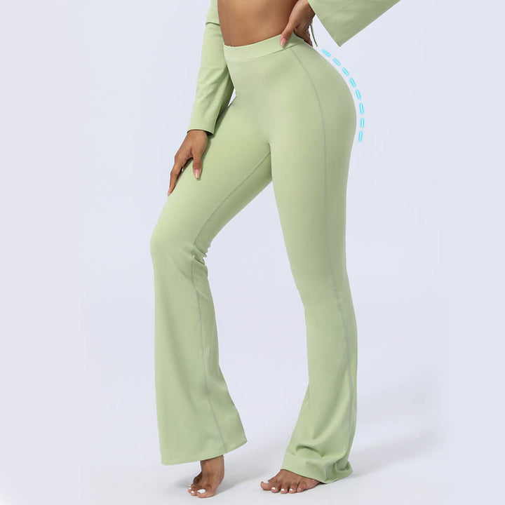Buddha Stones Long Sleeve Backless Strap Top Bra Flare Pants Fitness Yoga Outfit - image 3