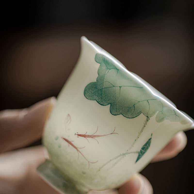 Buddha Stones Koi Fish Lotus Leaf Pattern Ceramic Teacup Kung Fu Tea Cup 65ml - image 8