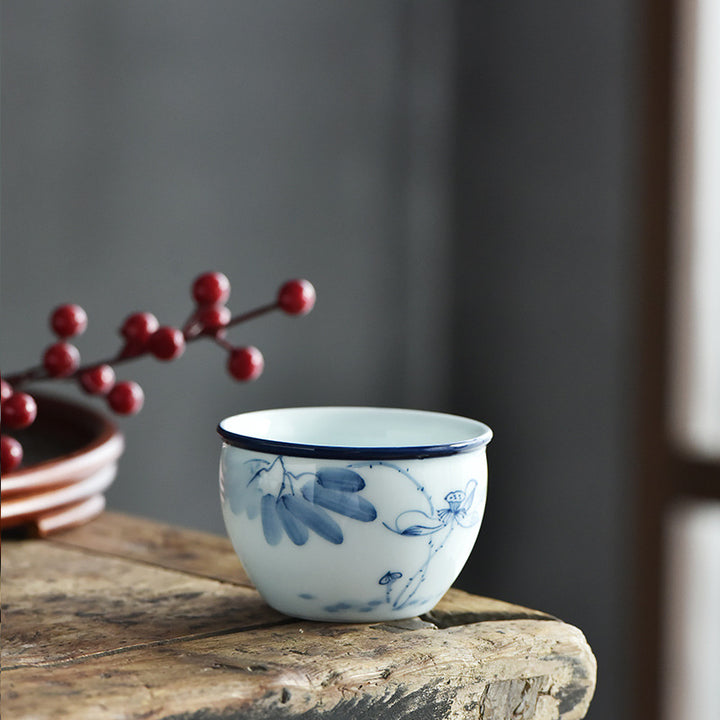 Buddha Stones Koi Fish Lotus Flower Leaf Mountains Tree Ceramic Teacup Kung Fu Tea Cup 130ml - Lotus Flower Pod 7.7cm*5.1cm*130ml - image 7