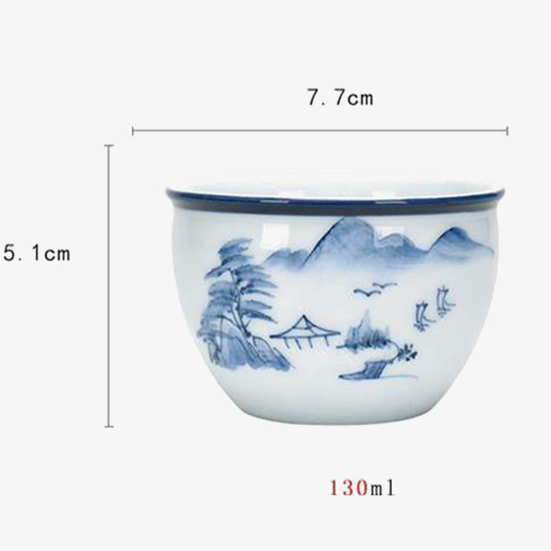 Buddha Stones Koi Fish Lotus Flower Leaf Mountains Tree Ceramic Teacup Kung Fu Tea Cup 130ml - image 11