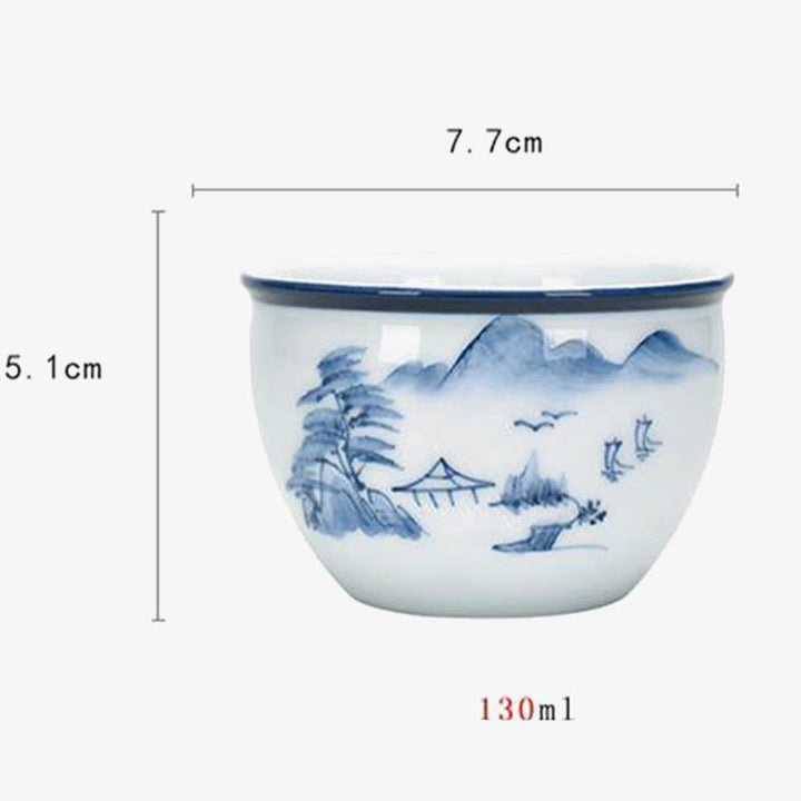 Buddha Stones Koi Fish Lotus Flower Leaf Mountains Tree Ceramic Teacup Kung Fu Tea Cup 130ml - image 11