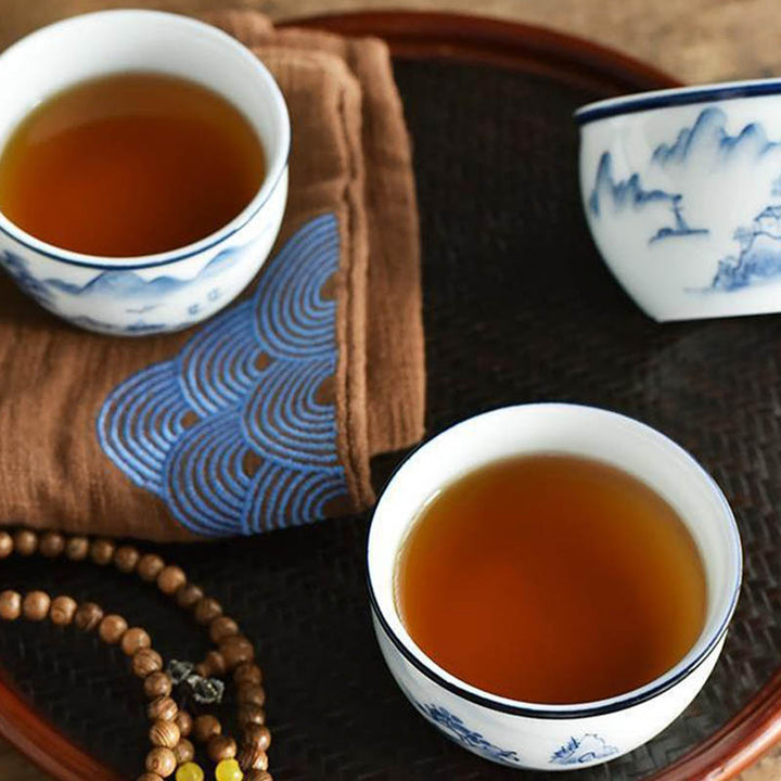 Buddha Stones Koi Fish Lotus Flower Leaf Mountains Tree Ceramic Teacup Kung Fu Tea Cup 130ml - image 16