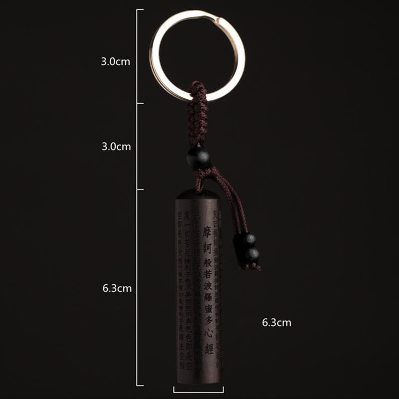 Buddha Stones Tibet Ebony Heart Sutra Peace Key Chain - image 3