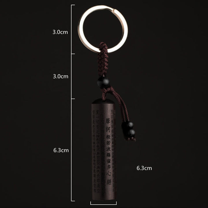 Buddha Stones Tibet Ebony Heart Sutra Peace Key Chain - image 3