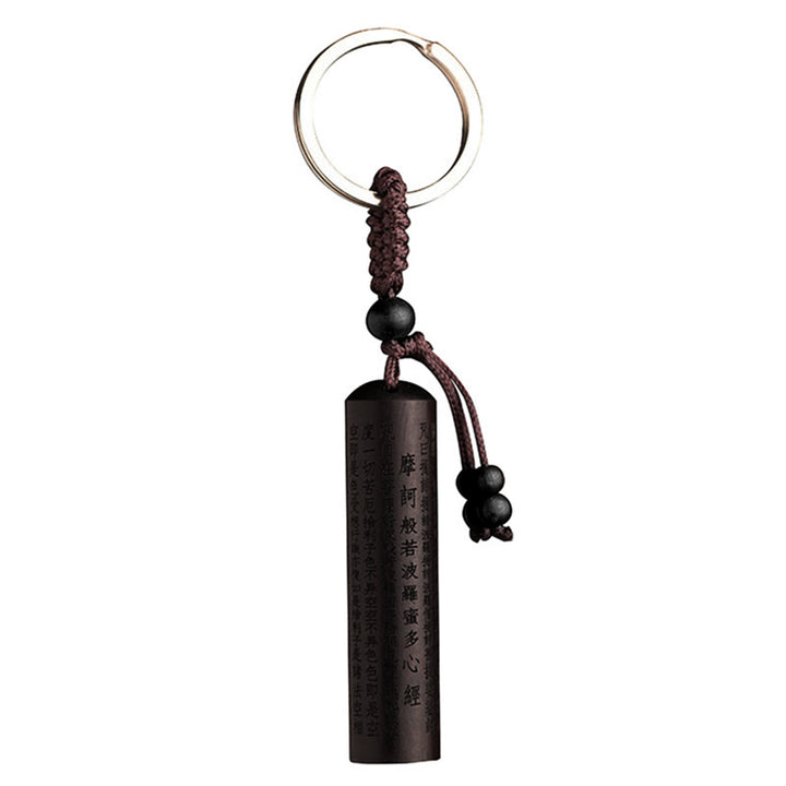 Buddha Stones Tibet Ebony Heart Sutra Peace Key Chain - image 4