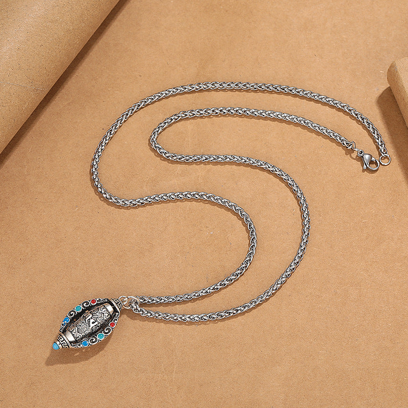 Buddha Stones Tibetan Om Mani Padme Hum Purity Rotatable Necklace Pendant - image 2