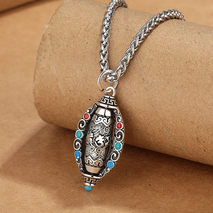 Buddha Stones Tibetan Om Mani Padme Hum Purity Rotatable Necklace Pendant - image 1