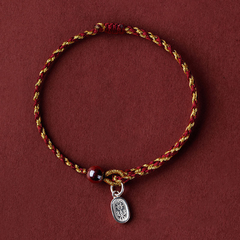 Buddha Stones Handcrafted Red Gold Rope Lotus Peace And Joy Charm Braid Bracelet - Peace And Joy Charm - Dark Red Gold(Wrist Circumference 14-16cm) - image 17