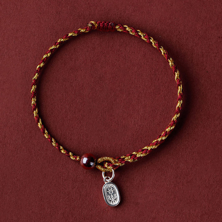 Buddha Stones Handcrafted Red Gold Rope Lotus Peace And Joy Charm Braid Bracelet - Peace And Joy Charm - Dark Red Gold(Wrist Circumference 14-16cm) - image 17