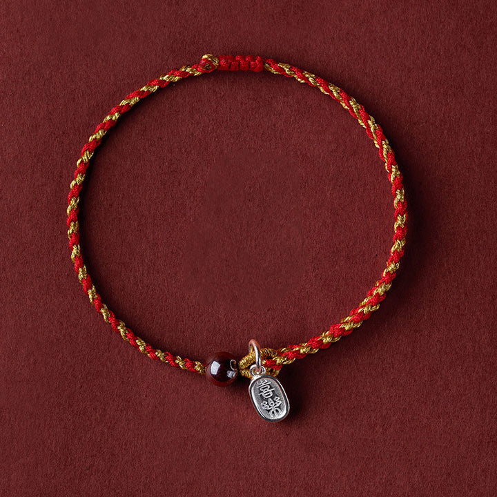 Buddha Stones Handcrafted Red Gold Rope Lotus Peace And Joy Charm Braid Bracelet - Peace And Joy Charm - Red Gold(Wrist Circumference 14-16cm) - image 18