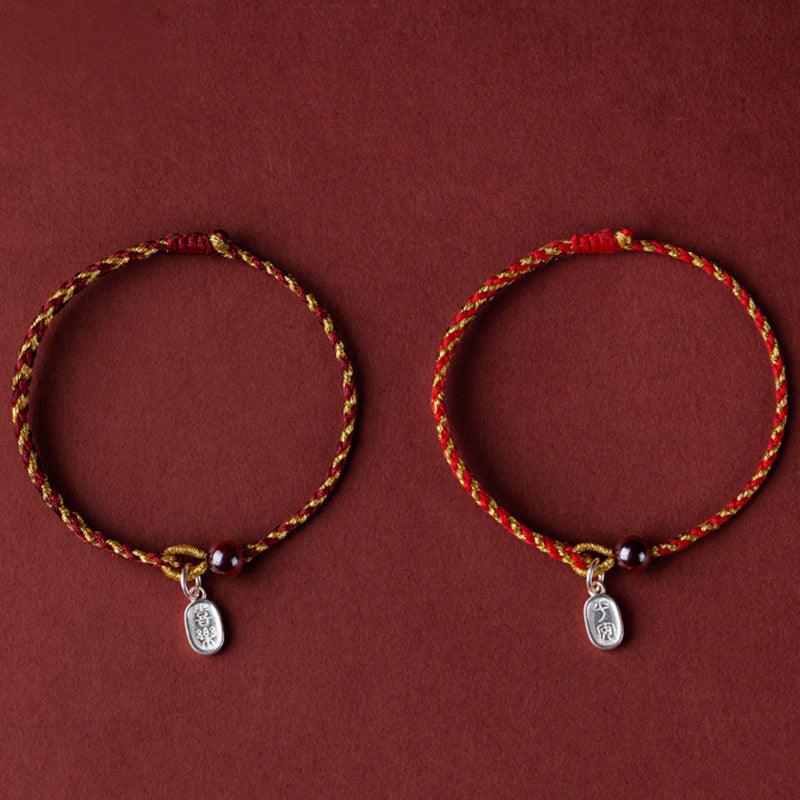 Buddha Stones Handcrafted Red Gold Rope Lotus Peace And Joy Charm Braid Bracelet - image 19