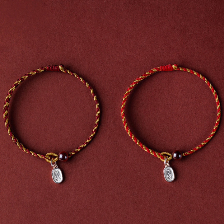 Buddha Stones Handcrafted Red Gold Rope Lotus Peace And Joy Charm Braid Bracelet - image 19