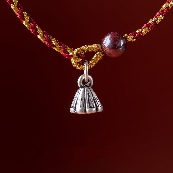 Buddha Stones Handcrafted Red Gold Rope Lotus Peace And Joy Charm Braid Bracelet - image 14