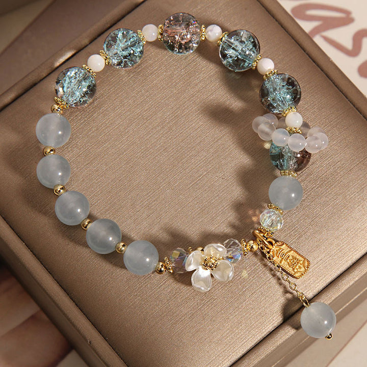 Buddha Stones "Wishing You Healing and Grace" Blue Chalcedony Bracelet Includes Gift Message Card - image 3