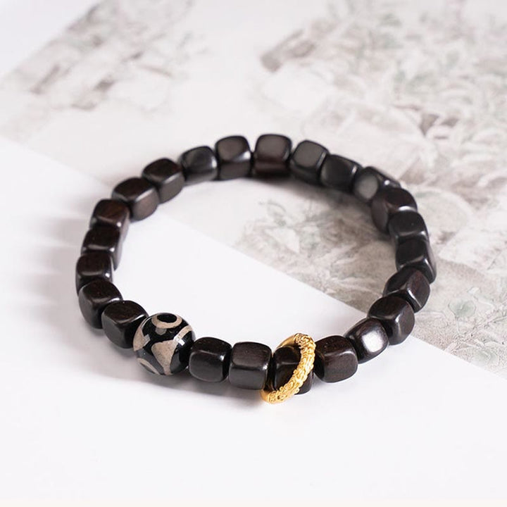 Buddha Stones Tibetan Ebony Wood Dzi Bead Balance Calm Bracelet - image 2