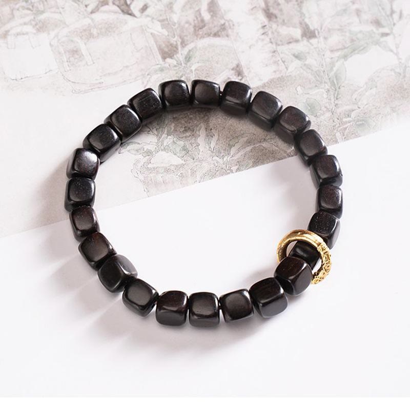 Buddha Stones Tibetan Ebony Wood Dzi Bead Balance Calm Bracelet - Ebony Wood(Wrist Circumference 14-16cm) - image 11