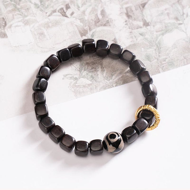 Buddha Stones Tibetan Ebony Wood Dzi Bead Balance Calm Bracelet - image 3