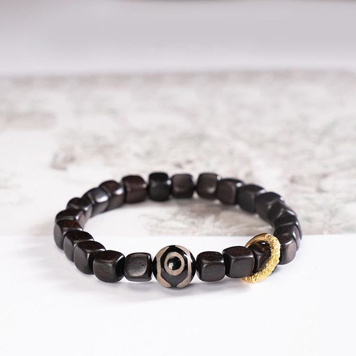 Buddha Stones Tibetan Ebony Wood Dzi Bead Balance Calm Bracelet - image 4