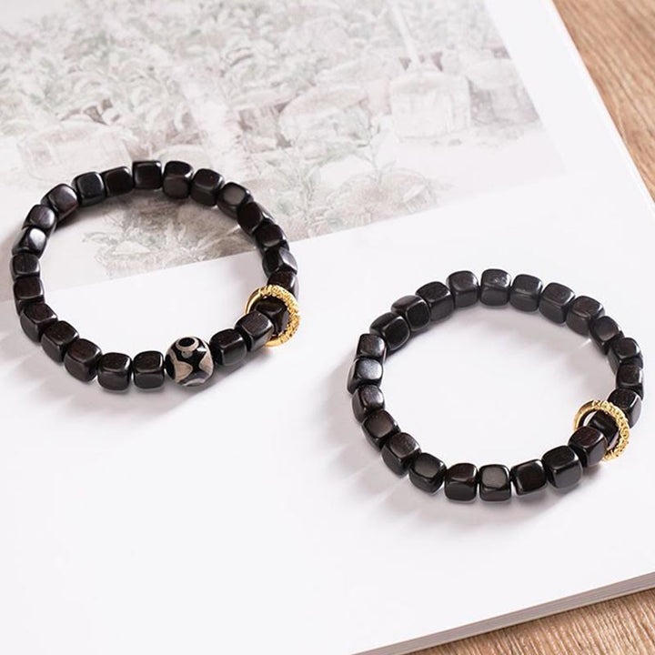 Buddha Stones Tibetan Ebony Wood Dzi Bead Balance Calm Bracelet - image 1