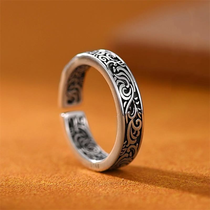 Buddha Stones Tang Dynasty Flower Design Copper Luck Adjustable Ring - Adjustable - image 0