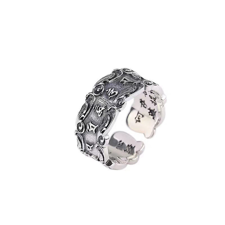 Buddha Stones Tibetan Om Mani Padme Hum Design Peace Adjustable Ring - image 4