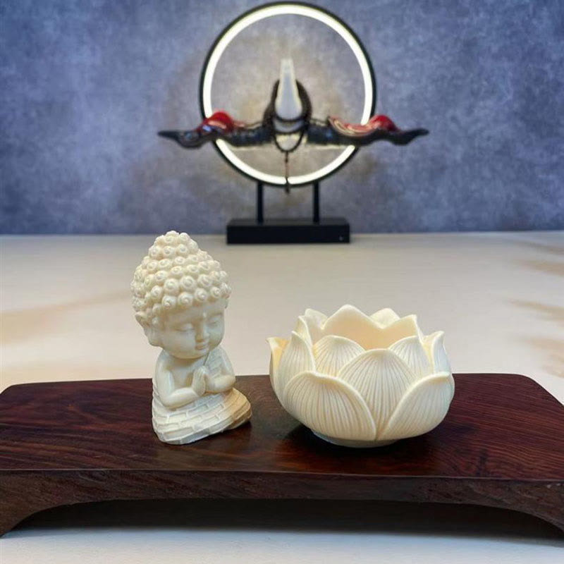 Buddha Stones Mini Ivory Fruit Tathagata Buddha Lotus Kwan Yin Avalokitesvara Manjusri Samantabhadra Serenity Desk Decoration - image 3