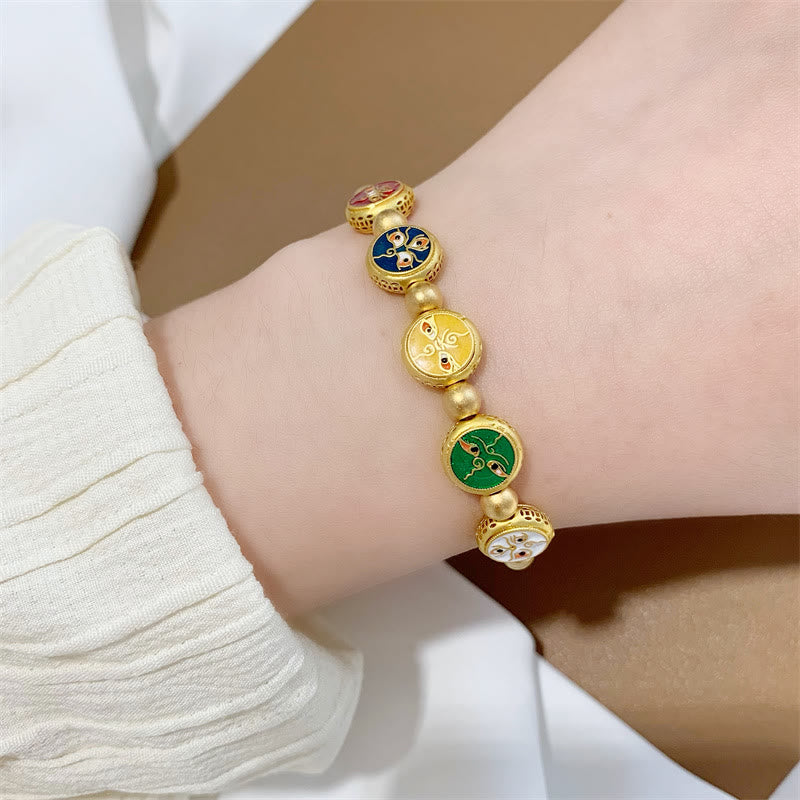Buddha Stones Tibetan Five God Of Wealth Copper Beads Luck Bracelet - image 8