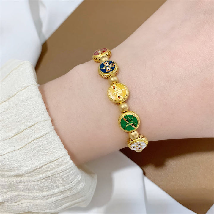 Buddha Stones Tibetan Five God Of Wealth Copper Beads Luck Bracelet - image 8