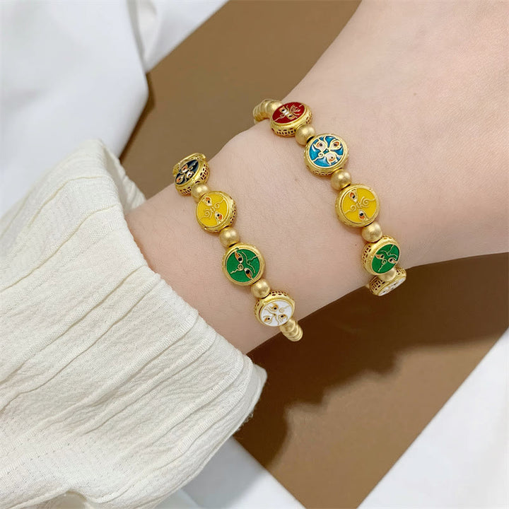 Buddha Stones Tibetan Five God Of Wealth Copper Beads Luck Bracelet - image 9