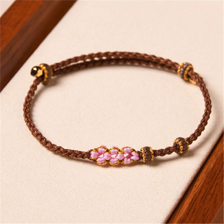 Buddha Stones Handmade Peach Blossom Protection Braided Rope Bracelet - Brown(Wrist Circumference 14-16cm) - image 10