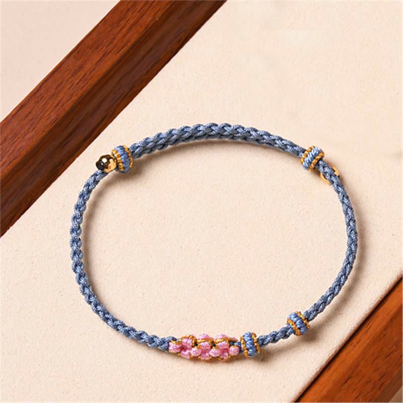 Buddha Stones Handmade Peach Blossom Protection Braided Rope Bracelet - Blue(Wrist Circumference 14-16cm) - image 14