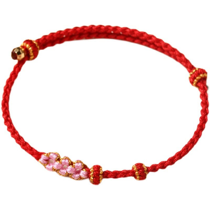 Buddha Stones Handmade Peach Blossom Protection Braided Rope Bracelet - image 8