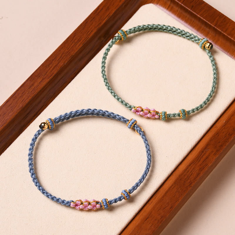 Buddha Stones Handmade Peach Blossom Protection Braided Rope Bracelet - image 19