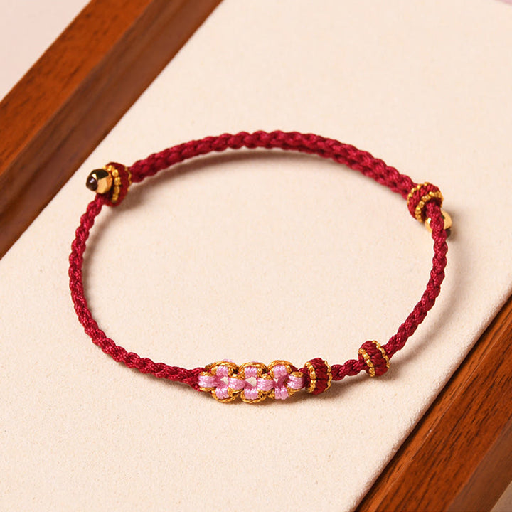 Buddha Stones Handmade Peach Blossom Protection Braided Rope Bracelet - image 2