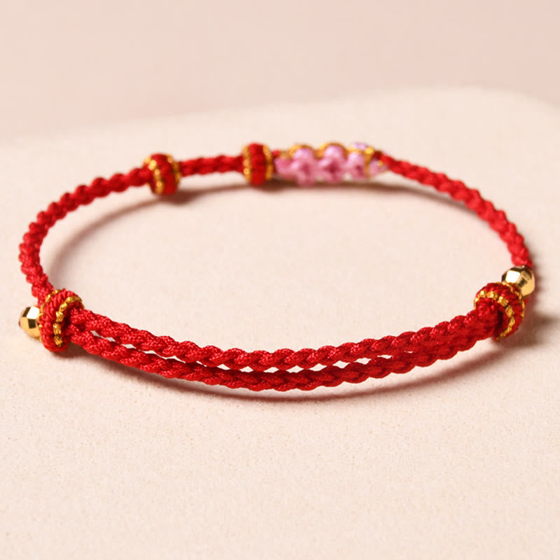 Buddha Stones Handmade Peach Blossom Protection Braided Rope Bracelet - image 9